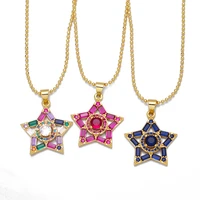 boho gold plated bead chain colorful cz star evil eye pendant necklace pretty crystal zircon charm choker for women jewelry gift