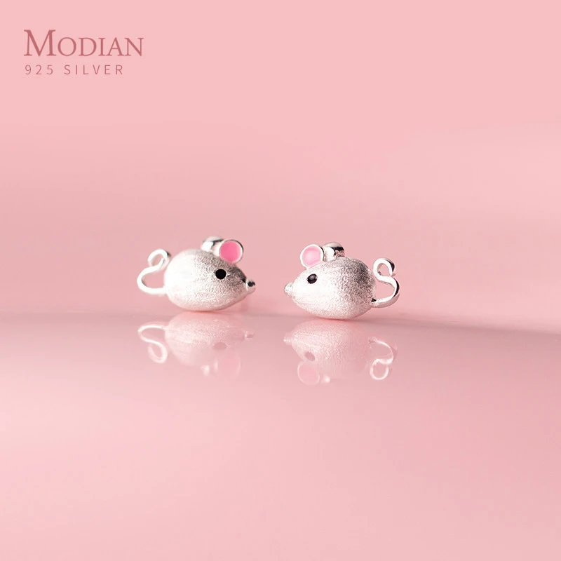 Modian модные животных серьги-гвоздики для женщин 925 стерлингового серебра эмаль
