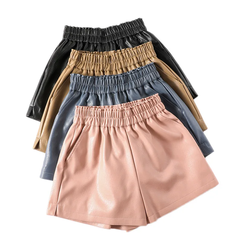 

Шорты женские из экокожи с завышенной талией, мотоциклетные и байкерские короткие штаны, черные брюки на осень-зиму, Y100