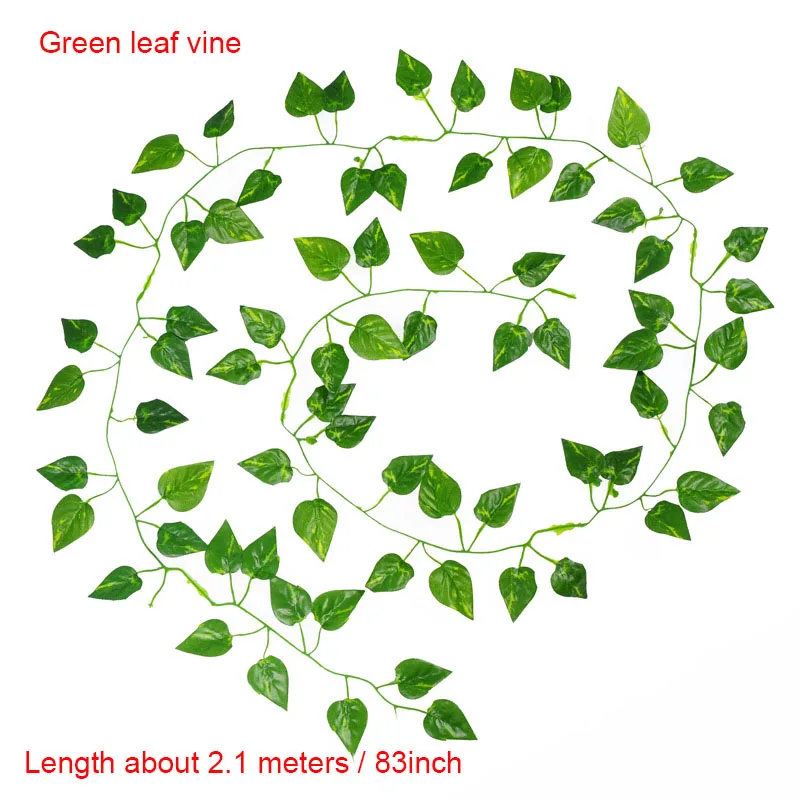 Green leaf vine A 210 см/лот шелковые розы поддельные криперы зеленый лист плюща лоза для дома свадьбы Decora оптом diy Висячие гирлянды искусственные цветы - Цвет: Green leaf vine A