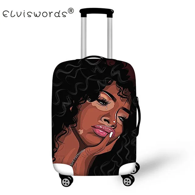ELVISWORDS Black Girl Magic Afro Lady дорожный защитный чехол на чемодан для 18-30 дюймов аксессуары для путешествий Чехол - Цвет: YQ3711