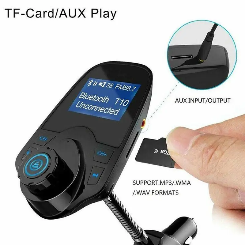 Беспроводной автомобильный комплект громкой связи Bluetooth FM трансмиттер mp3 плеер