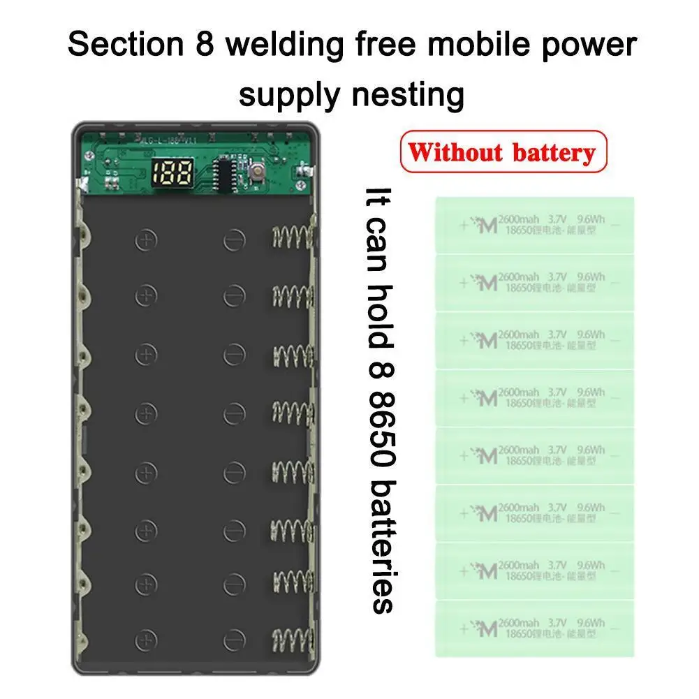 Внешний аккумулятор 8x18650 с ЖК-дисплеем для Iphone 12 XS |