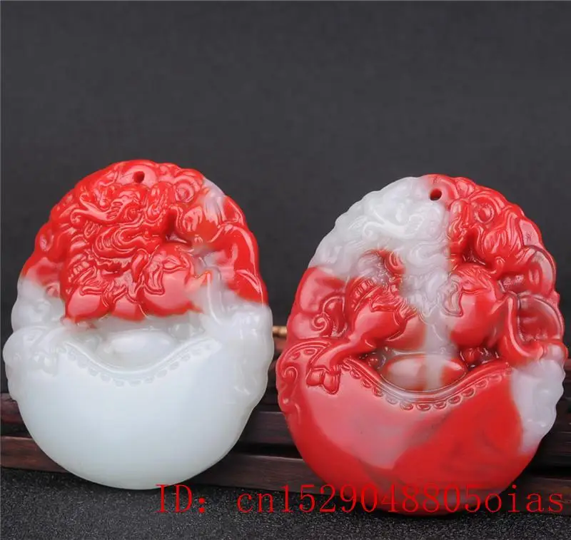 1pc Natural Color Hetian Jade Stone Dragon Pendant Necklace Chinese Jadeite Jewelry Charm Qilin Amulet Carved Gifts for Women | Украшения и