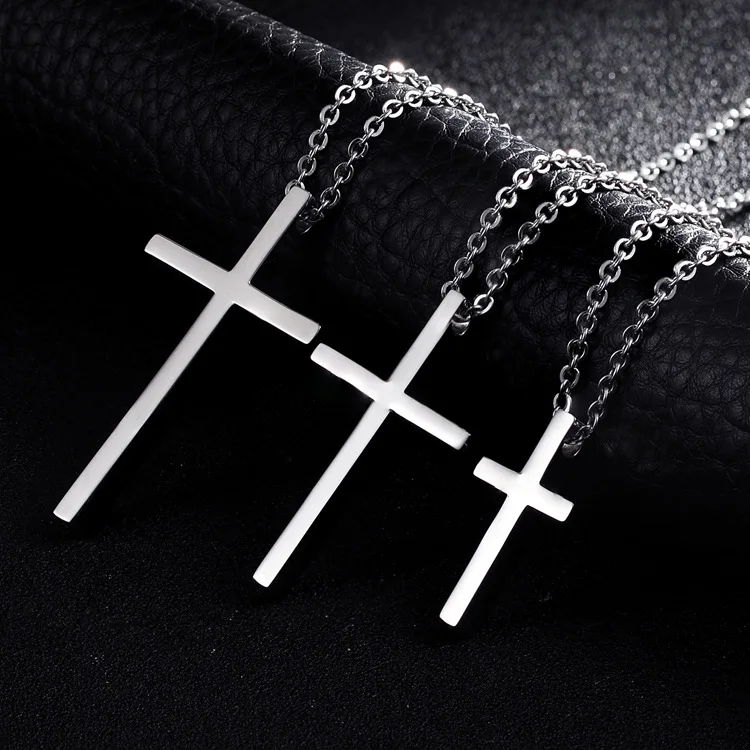 

Titanium Steel Cross Pendant Necklace for Men Women Minimalist Jewelry Male Female Prayer Necklaces Chokers Silver Color Gift