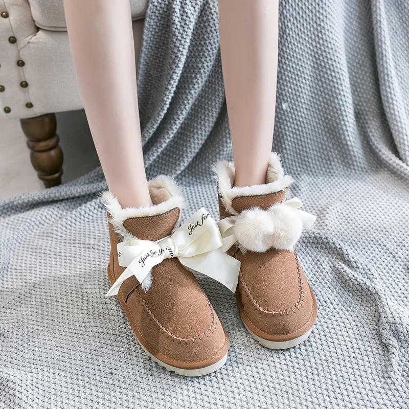 

2021 New Winter Plus Velvet Pu Waterproof Mid-tube Snow Boots Thick Warm Women's Boots 35-40 Flat-heeled Cotton Shoes