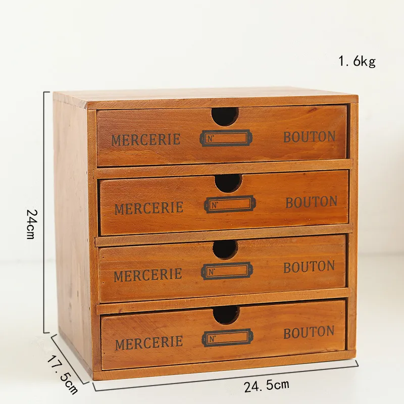 Деревянный ящик для хранения многоуровневый в стиле ретро офисного стола