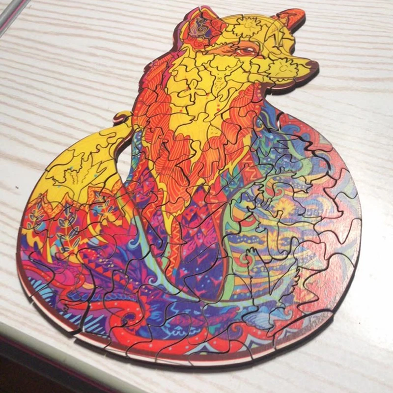 Wooden Puzzle Fox Set Toy Interesting Puzzles For Adults Kids Christmas Gifts Educational Games Toys | Спорт и развлечения