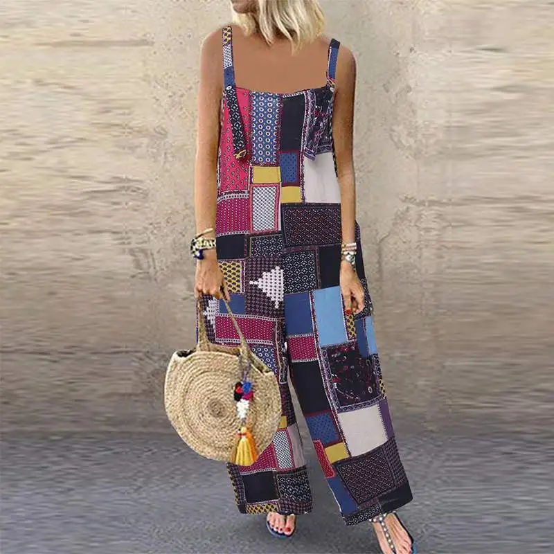 

Womens Clothing Jumpsuit Women Body Suits For Woman Loose and Comfortable Sling Linen Fabric Clothes Casual Full Length
