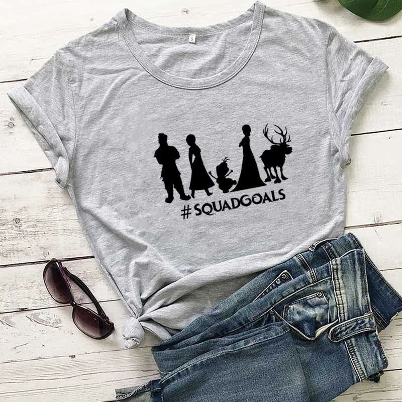 

100% Cotton Women T Shirt # SQUADGOALS Printed Tshirt Ladies Short Sleeve Tee Shirt Women Female Tops Clothes Camisetas Mujer