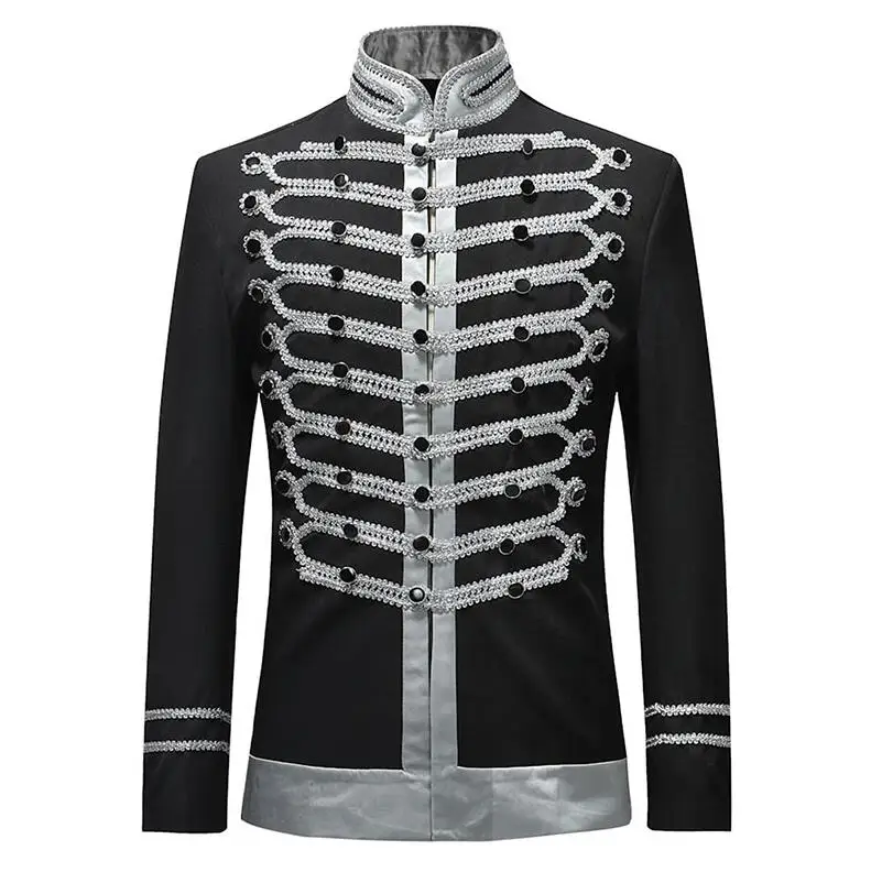 black jacket Shenrun, Мужские приталенные куртки, модный военный костюм, пиджак, пиджак, однобортный, драматическая сцена, костюм для вечеринки, выпускного, размера плюс - Цвет: black jacket