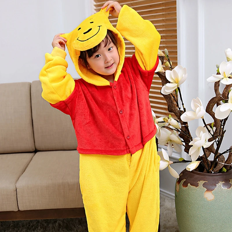 

Kids Boy Girl Winnie Bear Costume Kigurumi Cartoon Animal Halloween Fancy Children Cosplay Dress Pajama