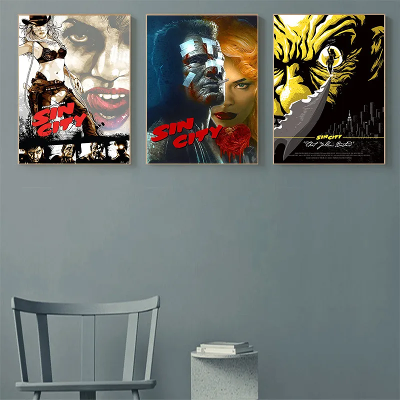 

Плакат Sin City в ретро стиле, декоративная бумага с белым покрытием, печать «сделай сам», настенная живопись, наклейки, постеры для дома