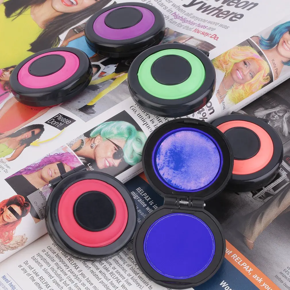 Профессиональный 6-Цвет s Временная Краска для волос компактная пудра укладки