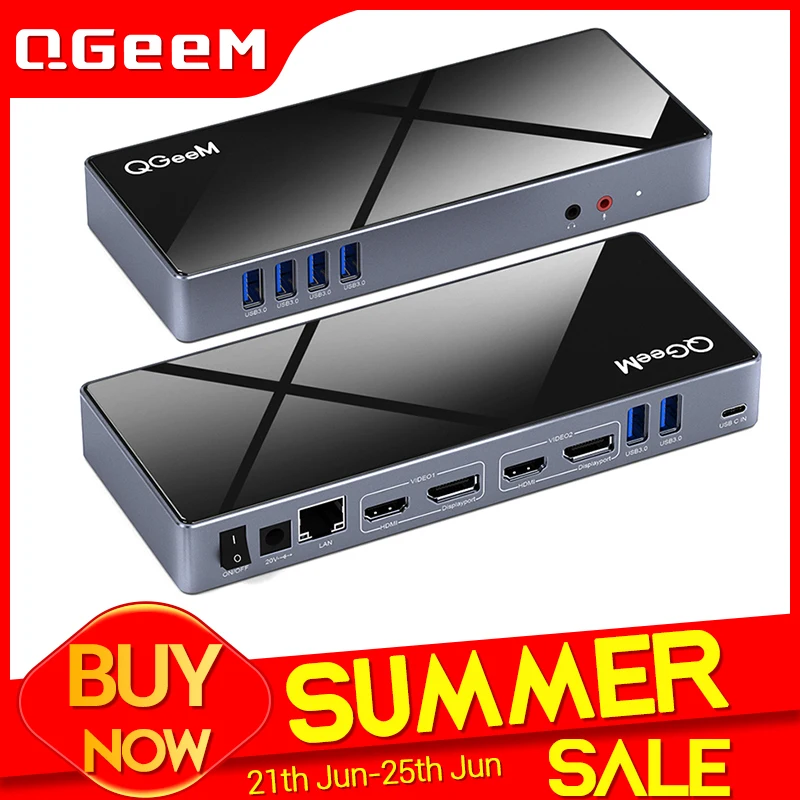 QGeeM 15 IN 1 USB концентратор 3.0 Док станция для Macbook Pro Ноутбуки Xiaomi Один 5K / Dual 4K @ 60Hz