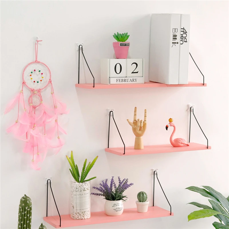 Железная деревянная подвесная декоративная настенная полка в скандинавском