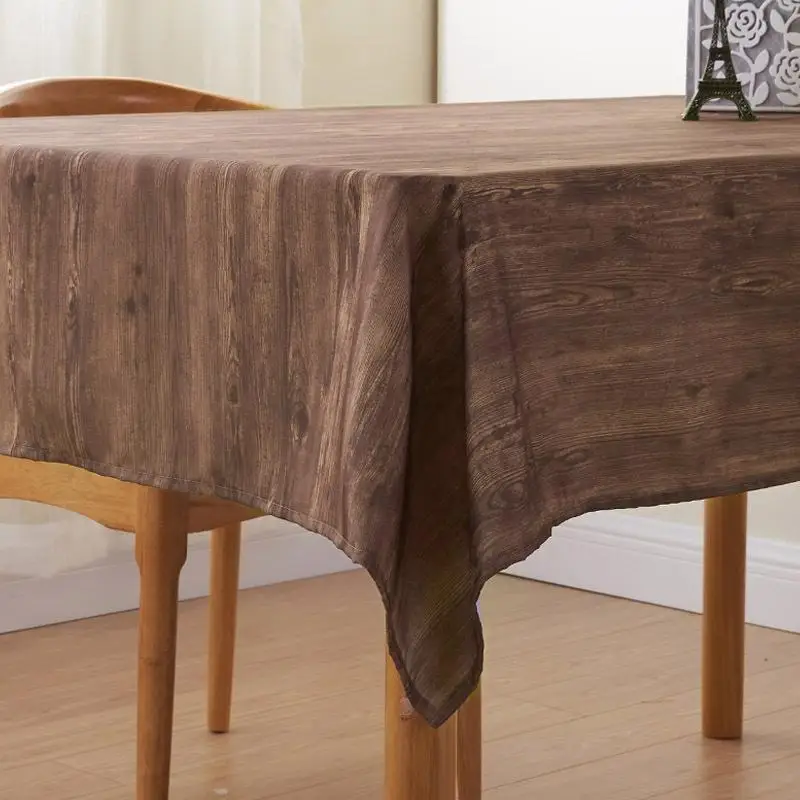 

Brown Wood Pattern Waterproof Table Cloth Rectangular Decorative Tablecloth Kitchen Table Cover Party Decoration Home Textile
