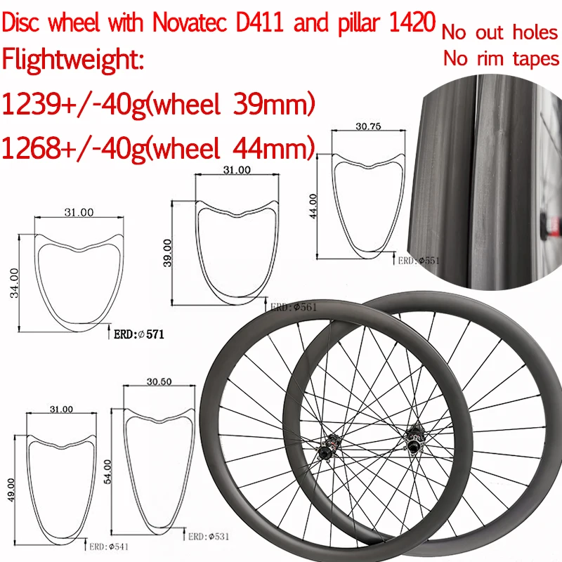 

Super light tubular width 31mm disc carbon road bike wheels 39/44/49mm carbon bike disc gravel cyclocross wheelset 700c