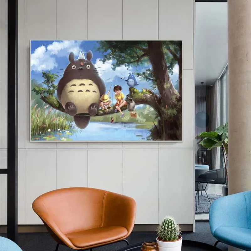

My Neighbor Totoro Miyazaki Hayao Cartoon Movie Posters And Prints Japanese Anime Canvas Painting Picture On Wall Art Decoration
