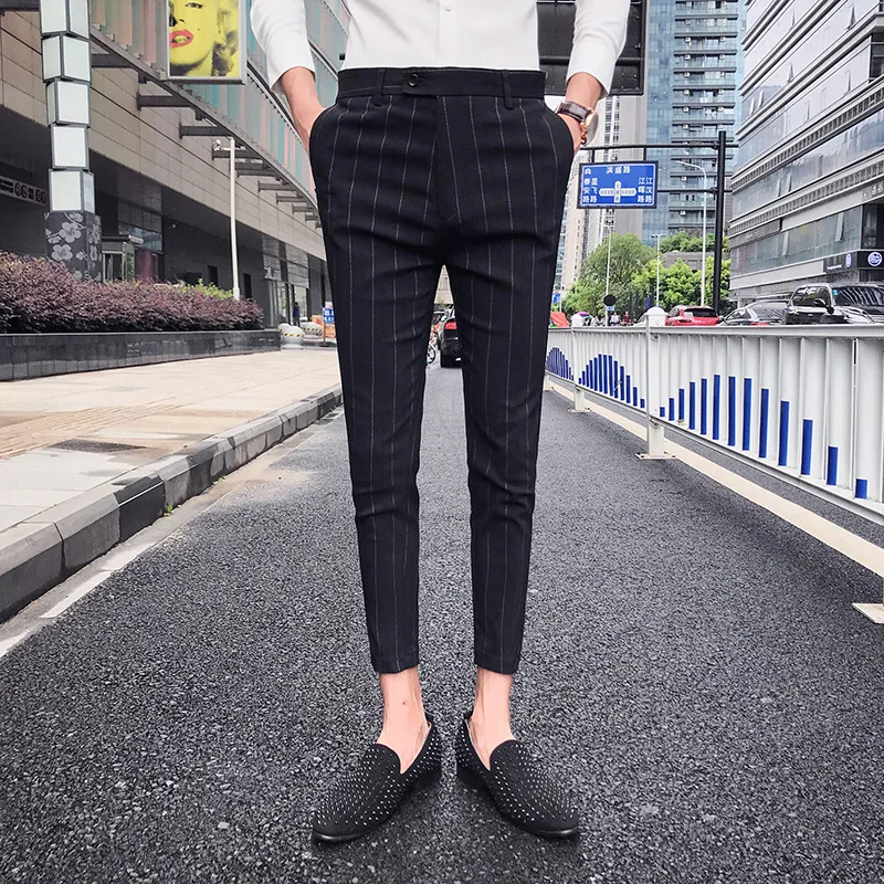 

New men's British style cropped trousers Slim feet pants youth business casual pants suit pants/ dress pants men