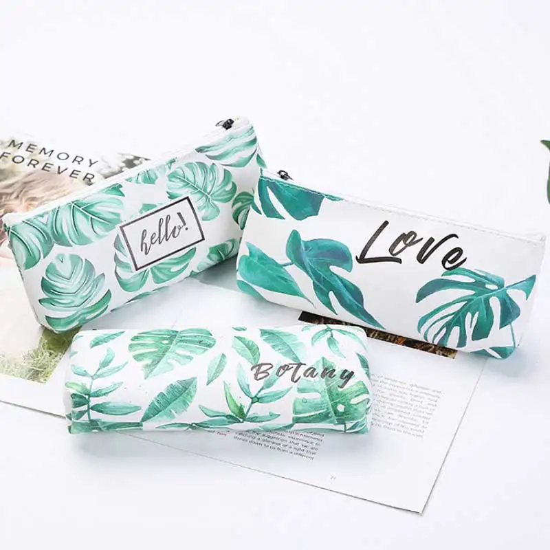 

1pcs Kawaii Green Pencil Case Turtle leaf Gift Estuches School Pencil Box Pencilcase Pencil Bag School Supplies Cute Stationery