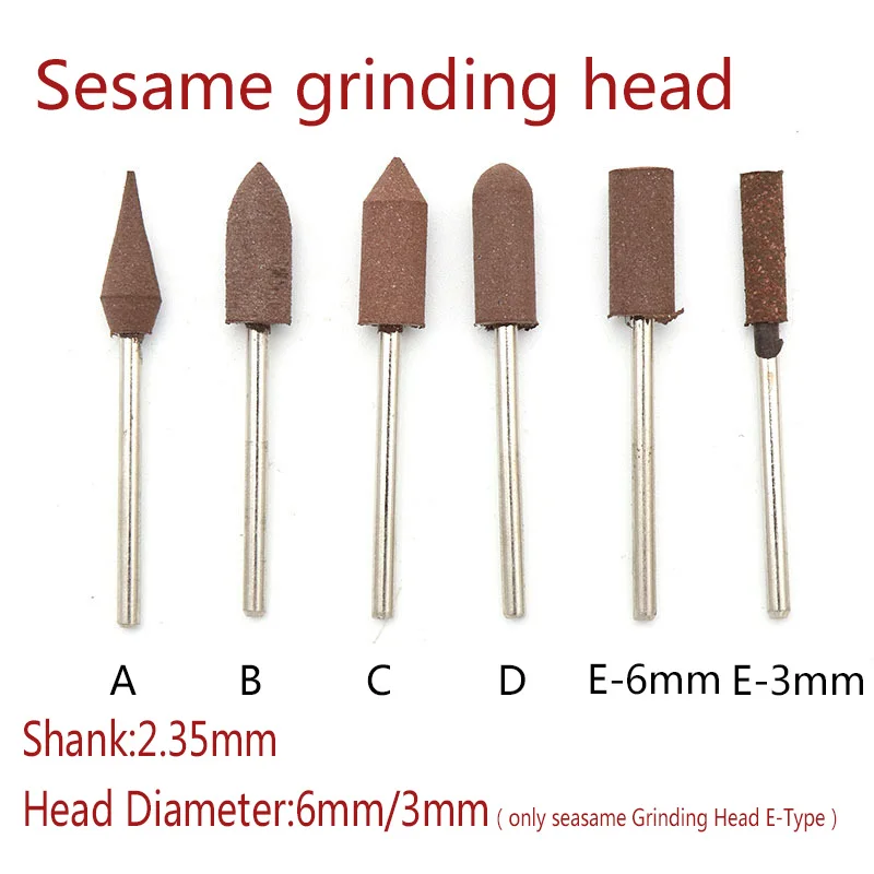 10pcs 2.35mm Shank Abrasive Sesame/Rubber/Cowhide Grinding Head Set for Metal Rust Removal Jade Mold Fine polishing Rotary Tools |