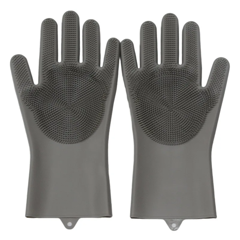 

1 Pair Safe Silicone Dishwashing Cleaning Gloves Kitchen Reusable Household Scrubber Resistant Anti-slip Housework Duty Gloves