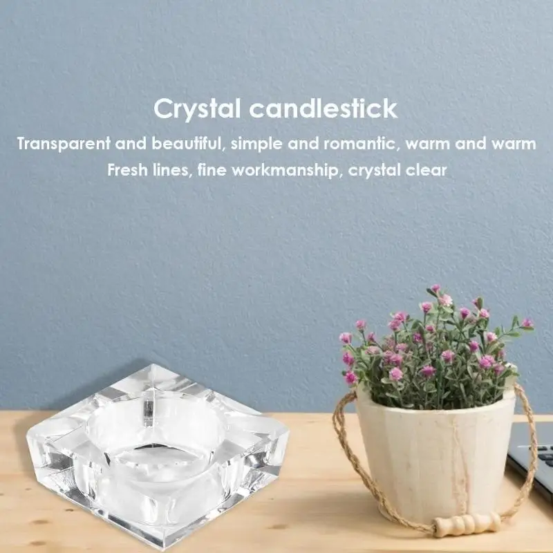 КВАДРАТНЫЙ Хрустальный подсвечник прозрачные подарки ручной работы украшение