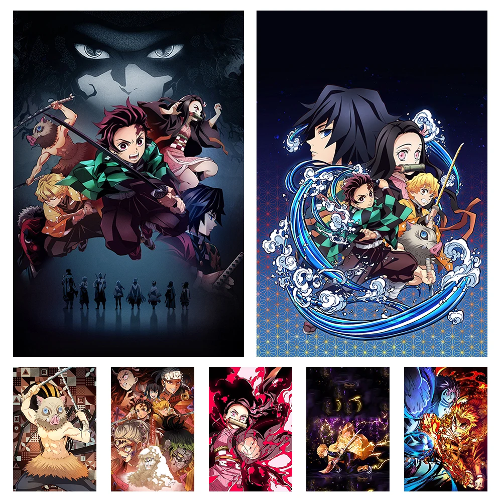 Суперпопулярный постер японского аниме Kimetsu No Yaiba прыгающий манга рассекающий