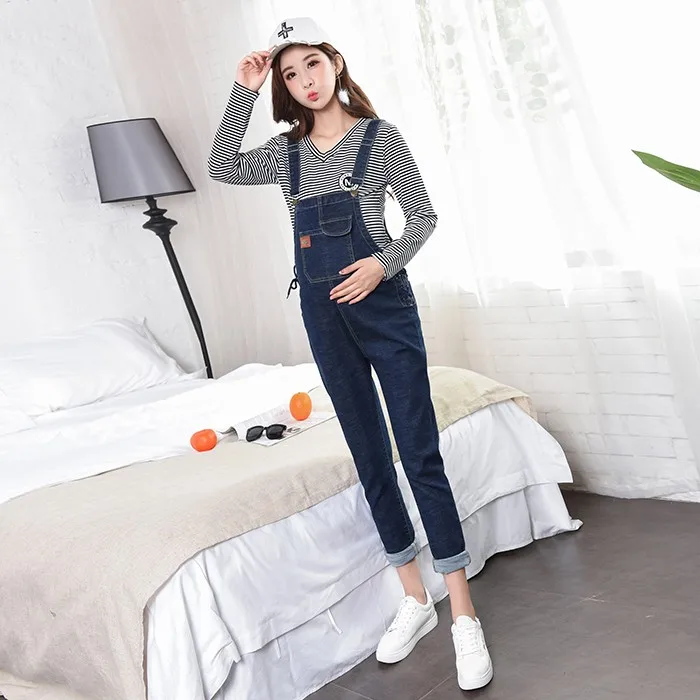 Осенний комбинезон для беременных темно-синий джинсовый комбинезон джинсы брюки зимняя одежда для беременных модные комбинезоны для беременных