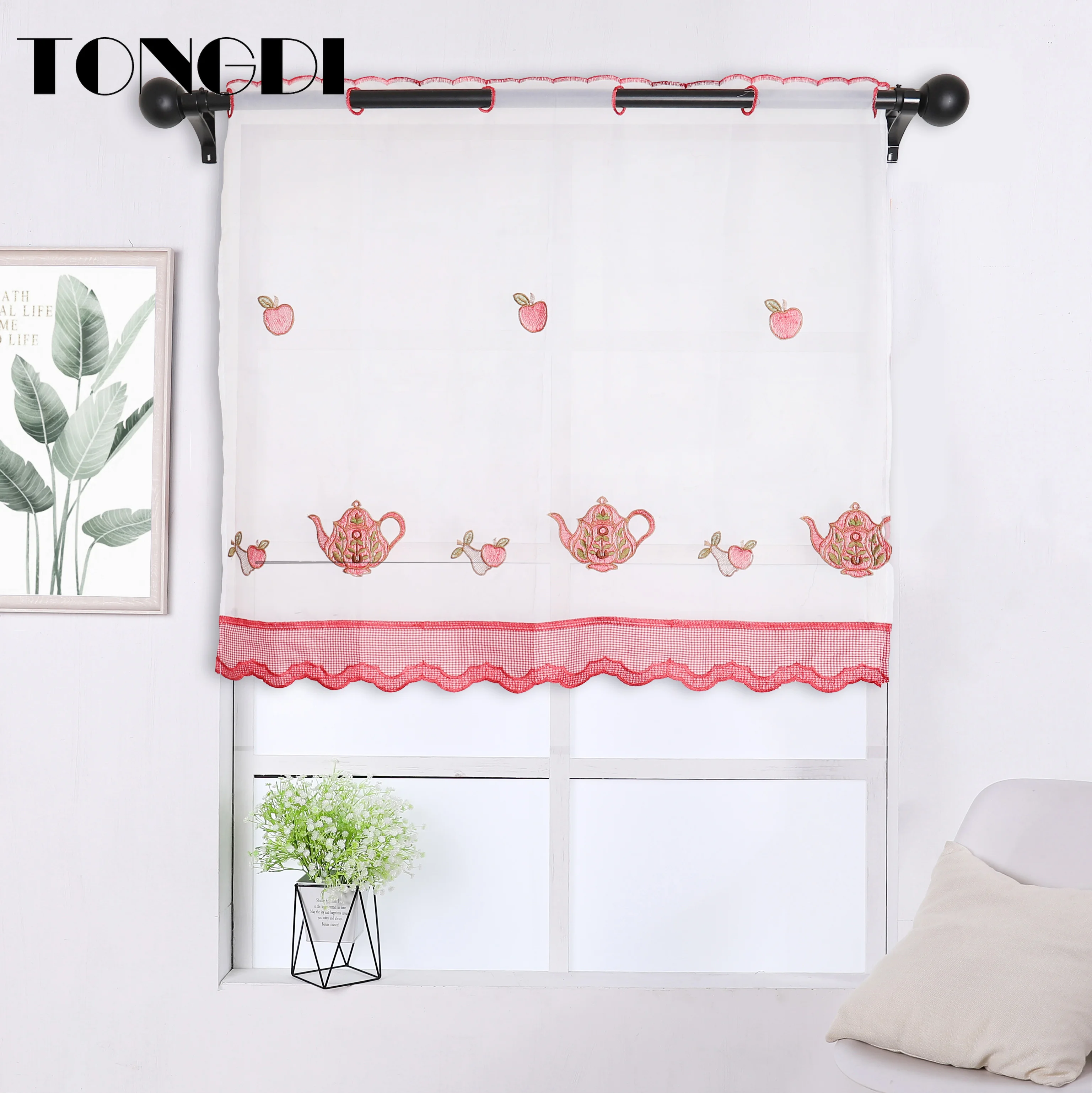 TONGDI занавеска для кухни прозрачные ярусы скотоводства фруктовое кафе тюль