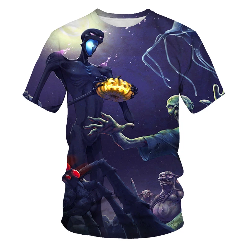 

New fashion leisure sports men's and women's wear children's wear Harajuku T-Shirt Top short sleeve Halloween 3D short sleeve
