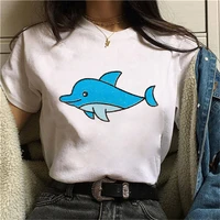 cute cartoon whales print ladies t shirt summer ladies short sleeved harajuku graphic t shirt casual funny t shirt