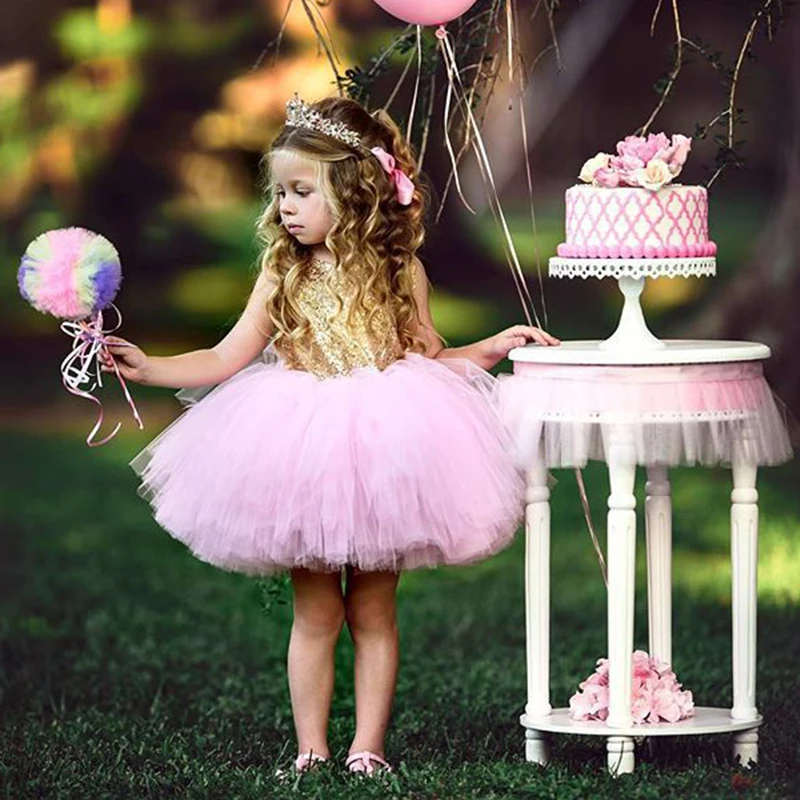 Платье детское летнее без рукавов с блестками | Детская одежда и обувь