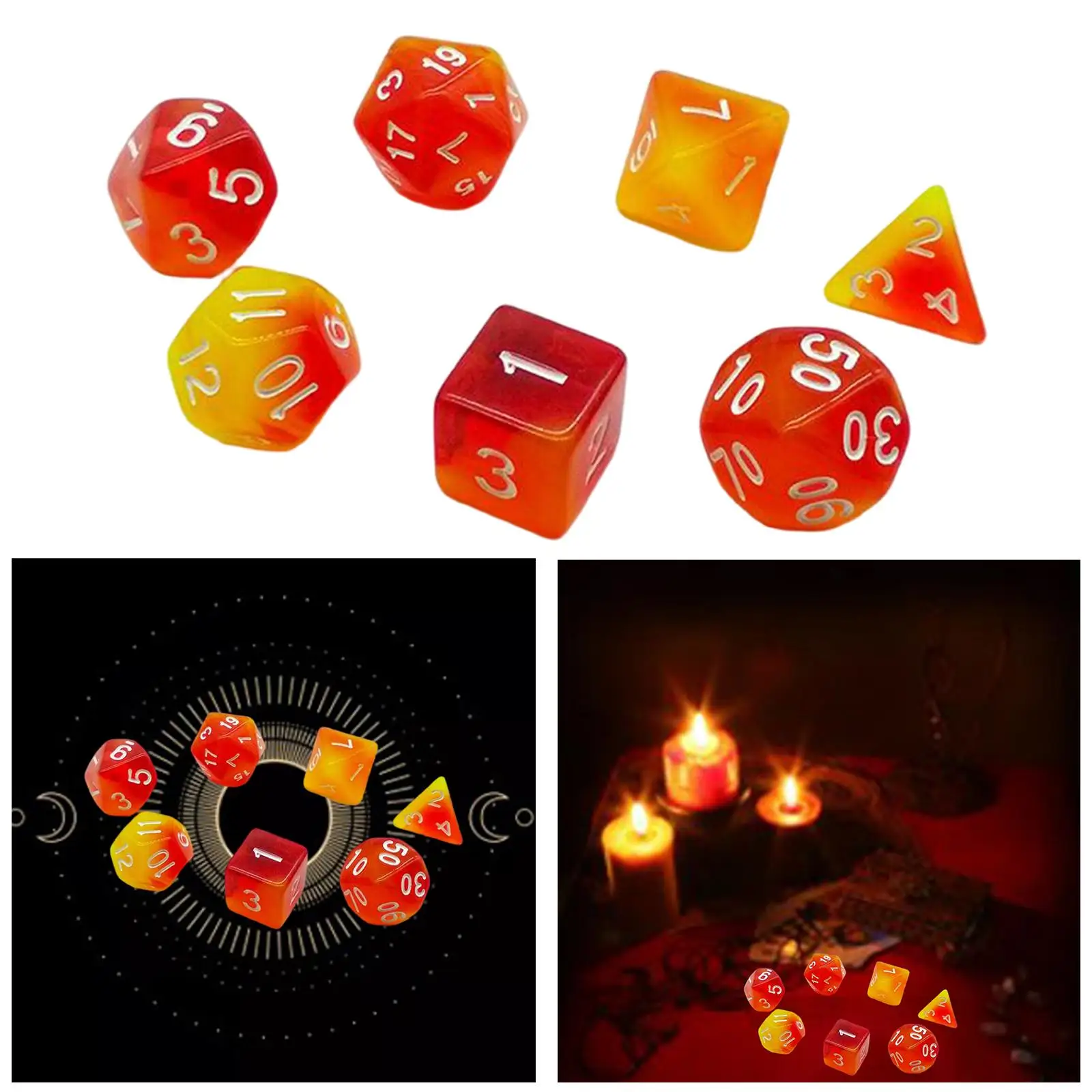 7 шт. многогранные игральные кости D20 D12 D10 D8 D6 D4 | Спорт и развлечения