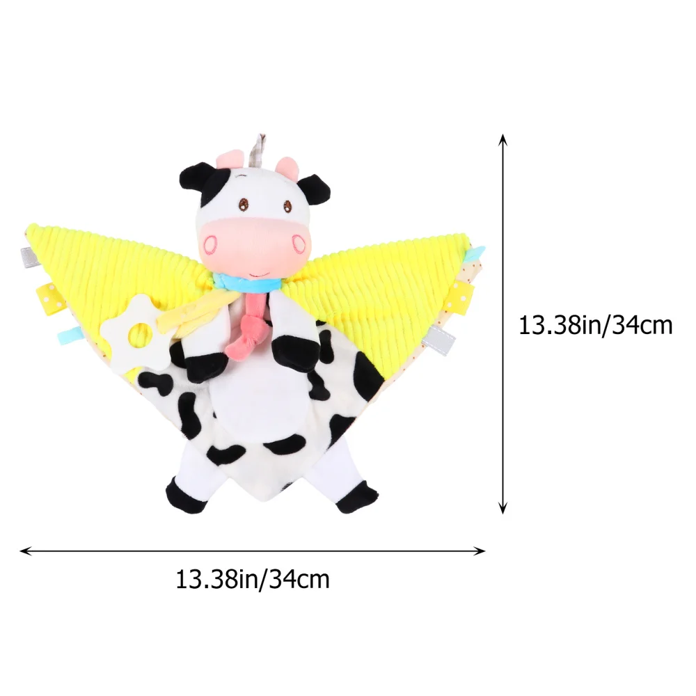 

1 Pc Baby Teething Cartoon Cow Doll Baby Teether Teething Bib (Black White)