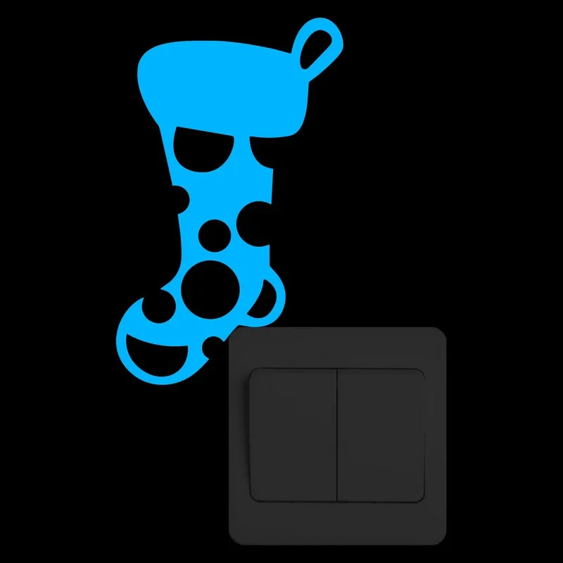 Светящаяся Рождественская наклейка с переключателем чулок мультяшная