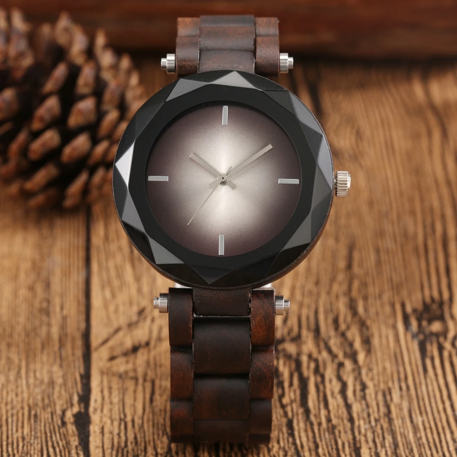 

Женские наручные часы в стиле ретро, креативные Угловые зеркальные часы из черного дерева, женские наручные часы со складной пряжкой, женск...