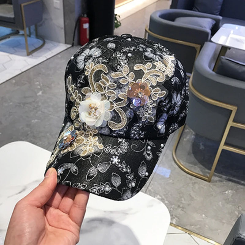 

2021 New Embroidered flower print high quality Baseball Cap 100%Cotton snapback caps Adjustable Sun Hat Outdoor Visor Hats
