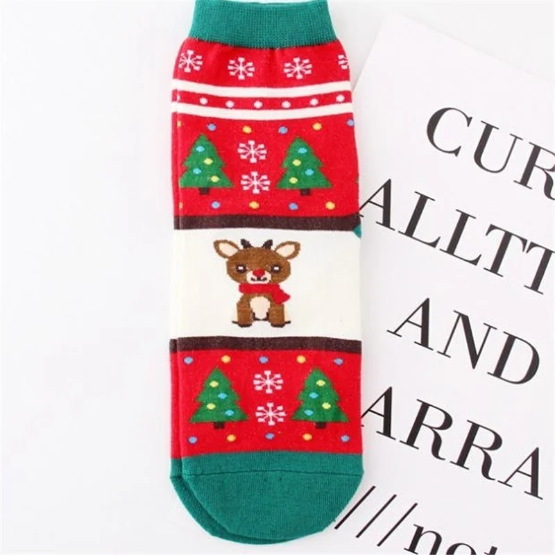Зимние осенние рождественские носки женские хлопковые с рисунком милые теплые