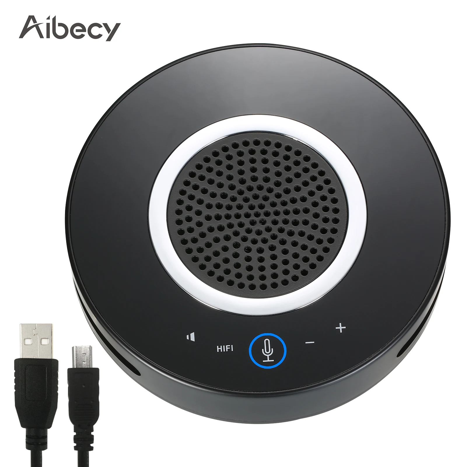 

USB Conference Microphone for Computer 360° Desktop Mic Built-in Speaker Plug & Play for PC Laptop Video Conference Online Class
