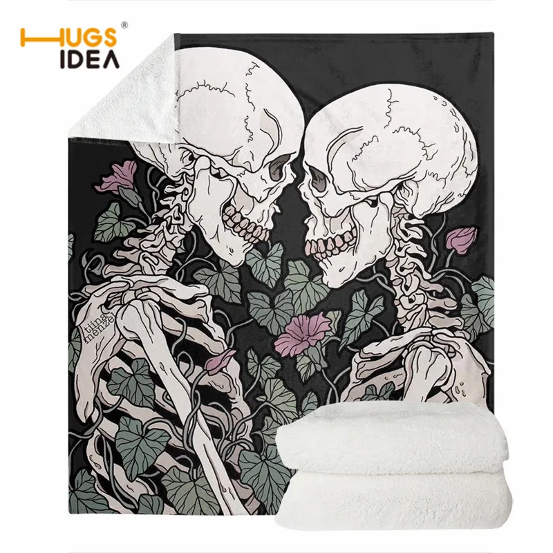 

Одеяло с черепом для взрослых, Флисовое одеяло в готическом стиле