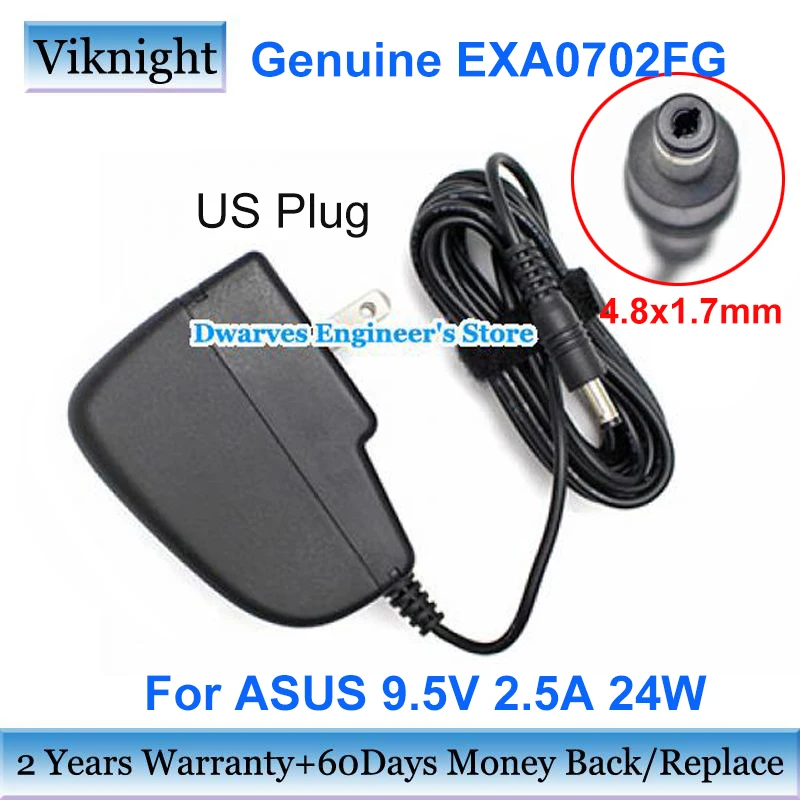 

Genuine US Plug For ASUS Power Adapter 9.5V 2.5A 24W EXA0702FG EXA0702EG Laptop Charger EEE PC 2G 4G 8G 701SD SURF 8G 4.8x1.7mm