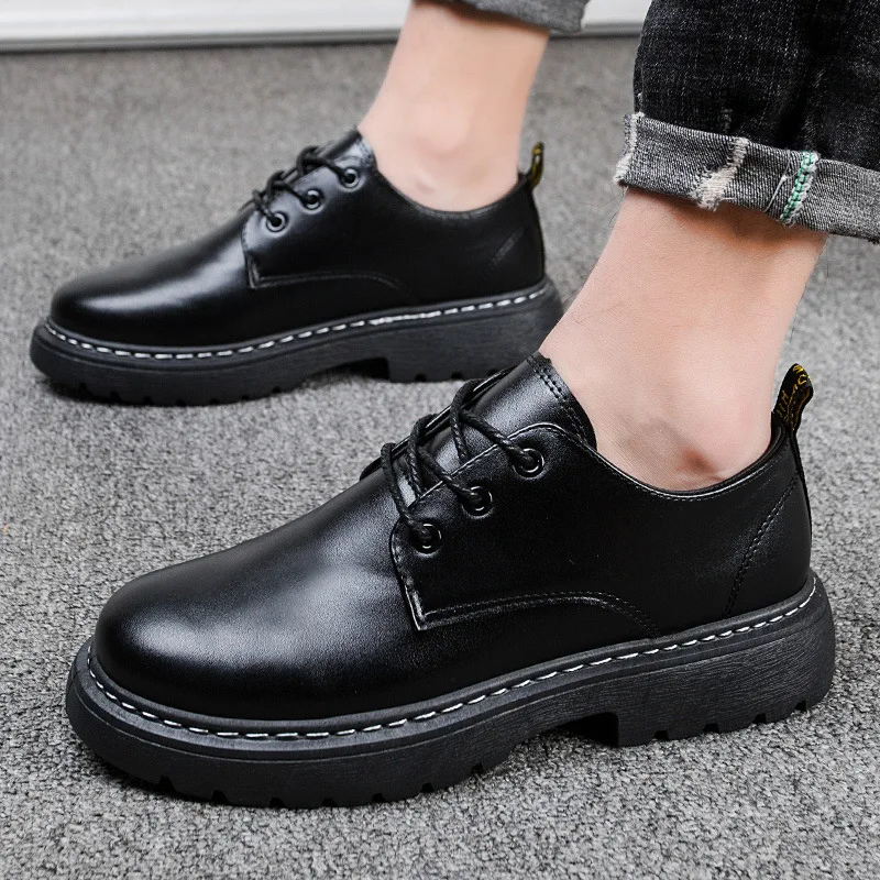 

Autumn Winter Men Boots Retro Work Shoes Male Casual Leather Shoes Increase High Quality Footwears Sneakers Bota Masculina