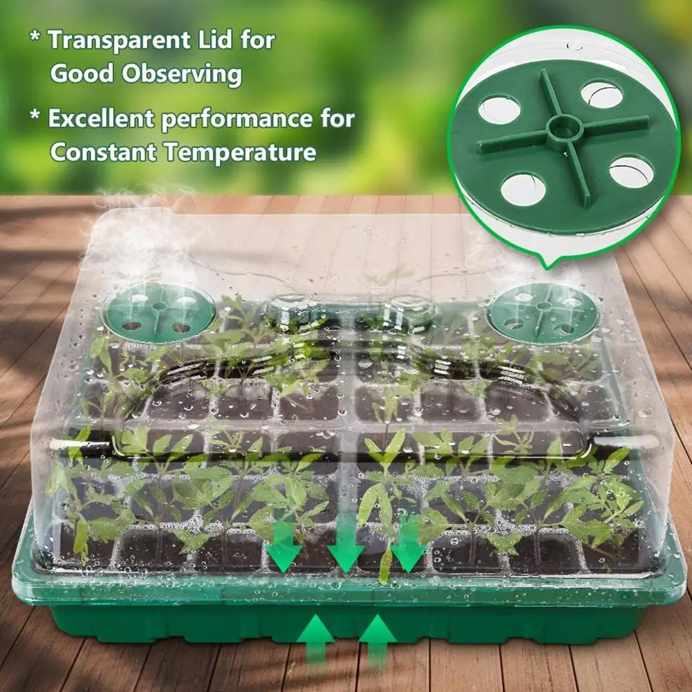 

24 Cells Seeding Tray Plastic Nursery Tray Bonsai Flower Pot Green Succulent Plant Pot Seed Grow Box Propagation Seeding Nursery