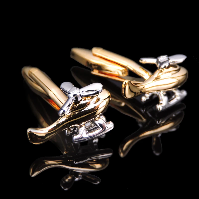 Free shipping high-end luxury men's shirt gold Cufflinks brand new party emblem airplane little bee crystal mahogany | Украшения и
