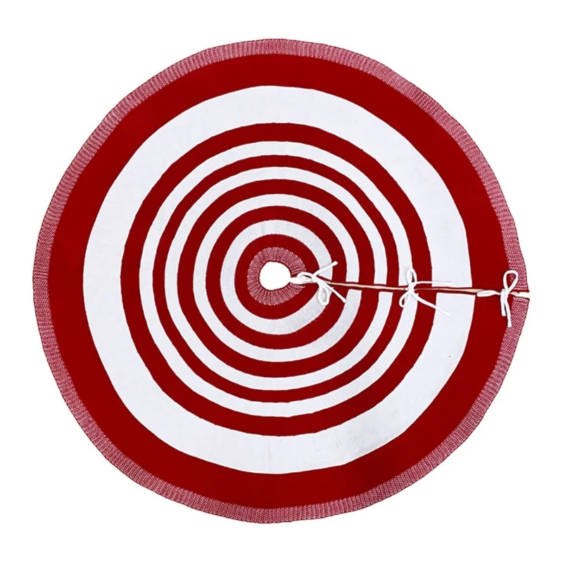 

48 Inch Christmas Tree Skirt Stripe Ornament Carpet Floor Mat Base Cover Decor 57BB