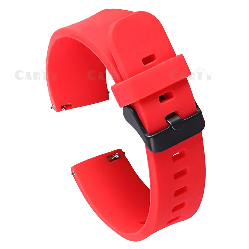 Red black buckle Carty силиконовые браслеты для часов быстросъемные ремешки для часов 20 мм 22 мм Мужские и женские мягкие резиновые черные или серебряные пряжки безопасные кольца Хранитель - Цвет ремешка: Red black buckle