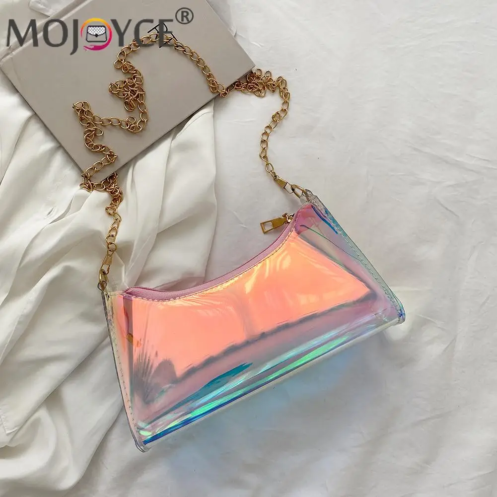 

Повседневная однотонная женская сумка на цепочке, прозрачный мессенджер из ПВХ, модная дамская маленькая сумочка-хобо из апора