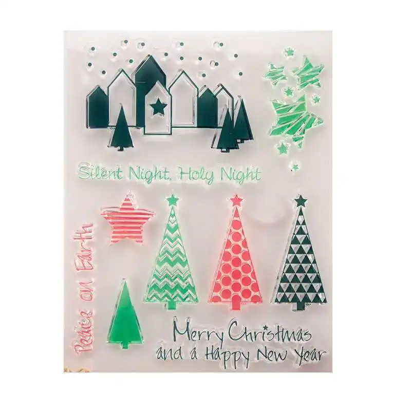 Рождественские и новогодние прозрачные штампы сделай сам для скрапбукинга